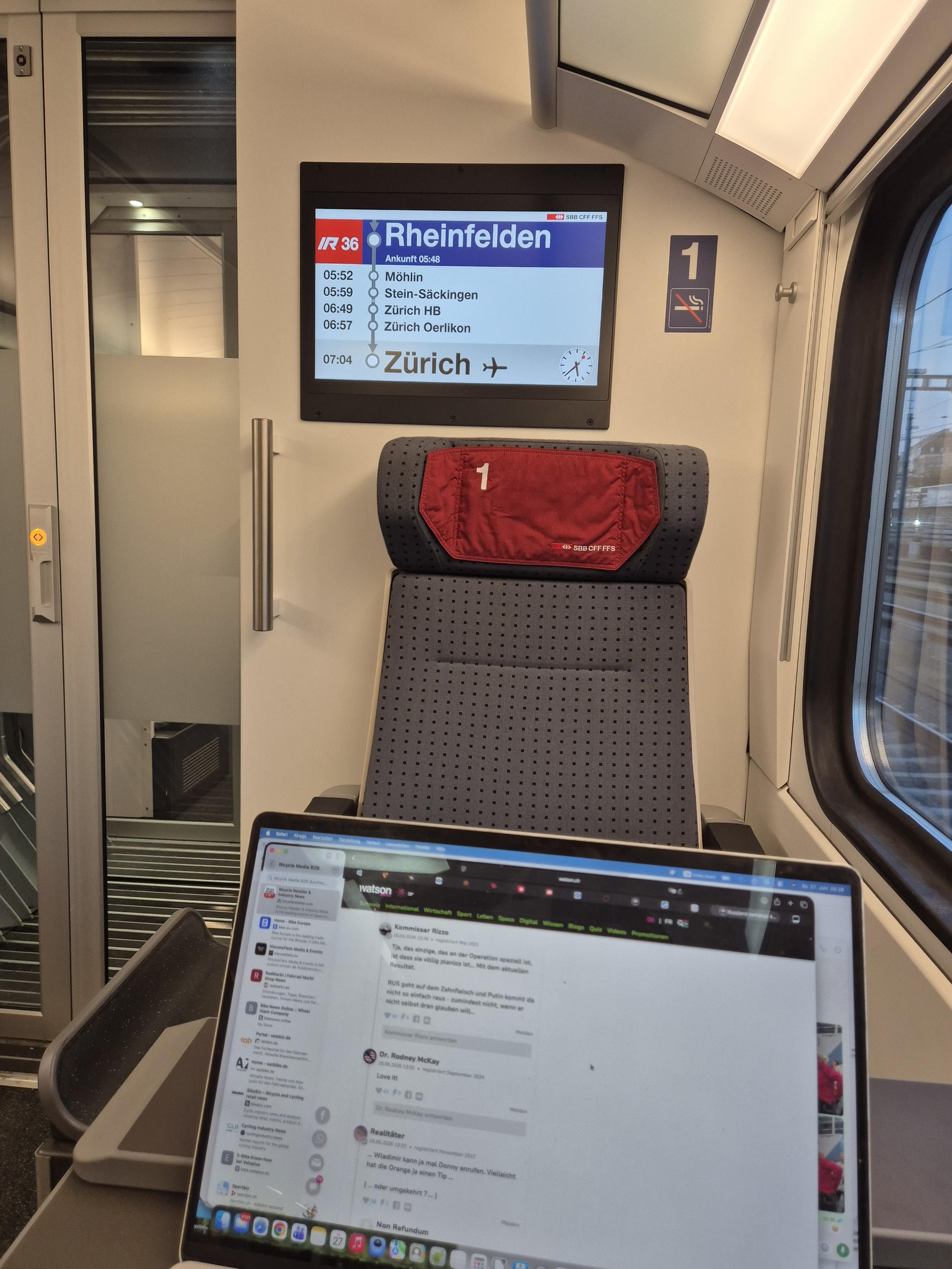 Im IR36 von Basel nach Zürich.